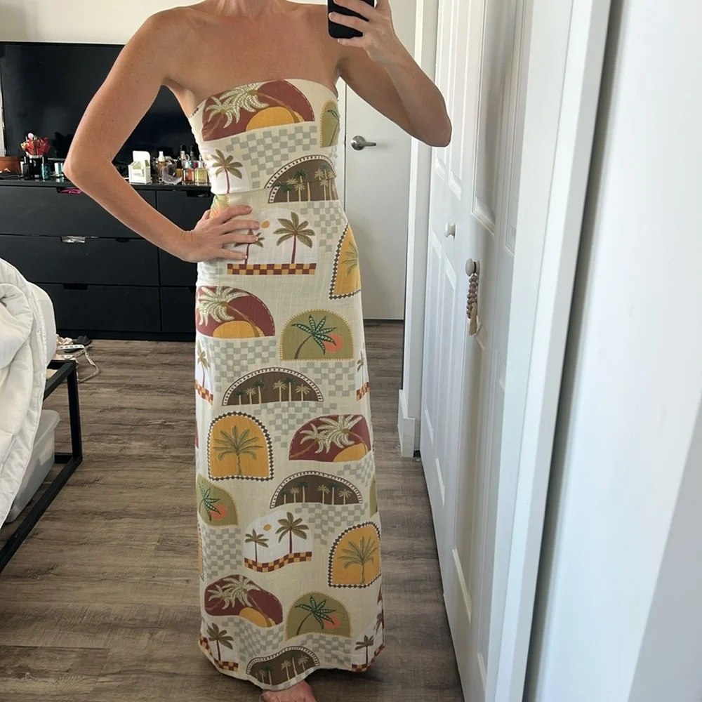 knee length dresses for ladies Whitney Linen Strapless Dress – Endless Rose
